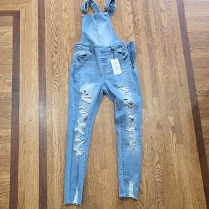 Bluenotes Emma Highrise Jegging Overall Blue Distressed Women Jeans Size M/M